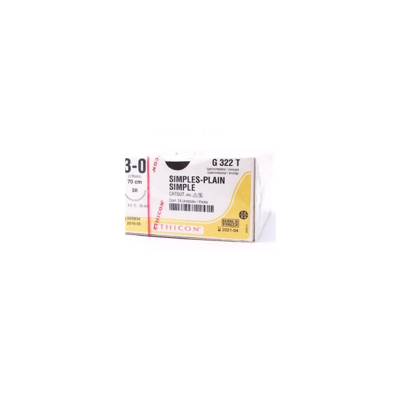 CATGUT SIMPLE 3/0 AG SH 1/2CIRC C/24
