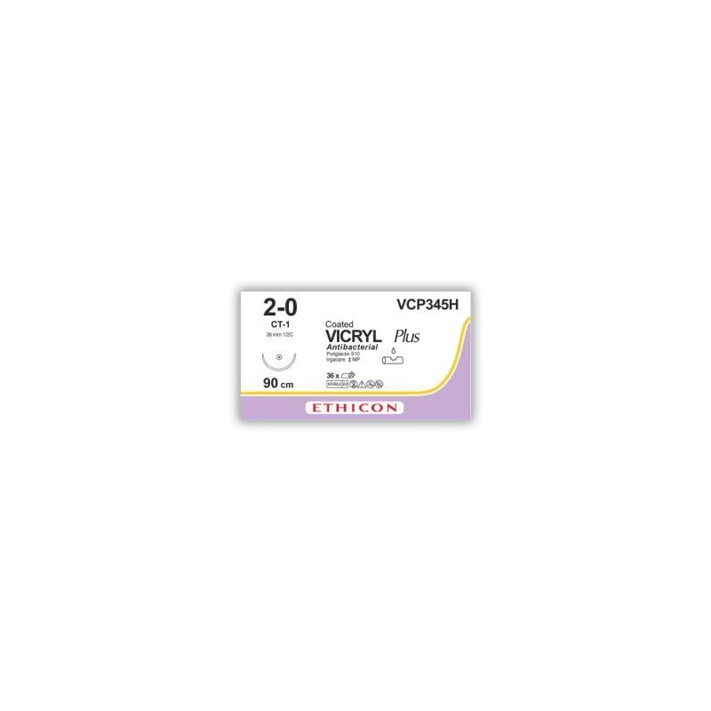 VICRYL PLUS 2-0 90CM CT-1 1/2 CIRCULO AHUSADA 36.4 MM.