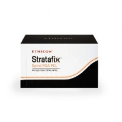 SUTURA STRATAFIX BIDIRECCIONAL MONOCRYL 4/0, AG FS-2 REVERSO CORTANTE 3/8 CIRC. DE 19 MM, HEBRA 14 X 14 CM, CAJA C/12