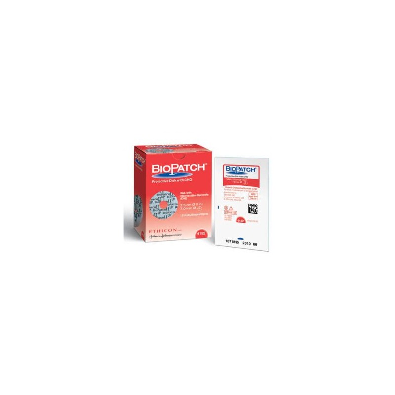 APOSITO BIOPATCH DISCO 1″ CON ORIFICIO CENTRAL DE 7 MM (21 FR). CAJA C/10