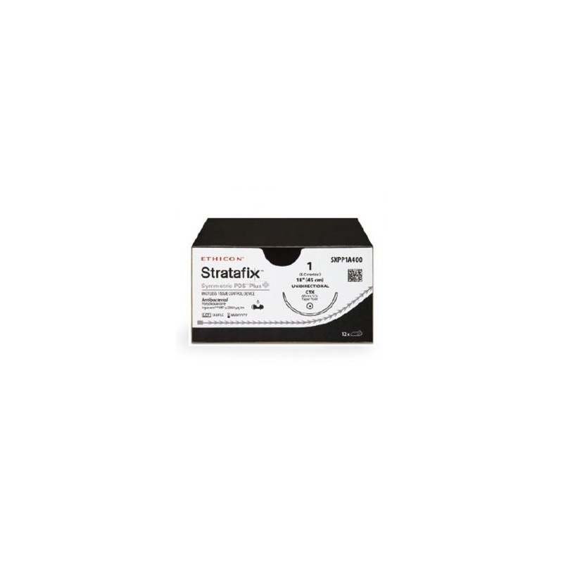 SUTURA STRATAFIX SYMMETRIC PDS PLUS 1, AG CTX AHUSADA 1/2 CIRC. DE 48 MM, HEBRA 45 CM, CAJA C/12