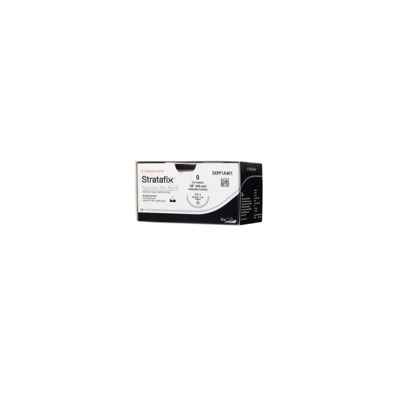 SUTURA STRATAFIX SYMMETRIC PDS PLUS 1/0, AG CT-1 AHUSADA 1/2 CIRC. DE 36 MM, HEBRA 45 CM, CAJA C/12