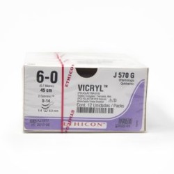 VICRYL 6/0 AG S-14 D/A 1/4 CIRC C/12